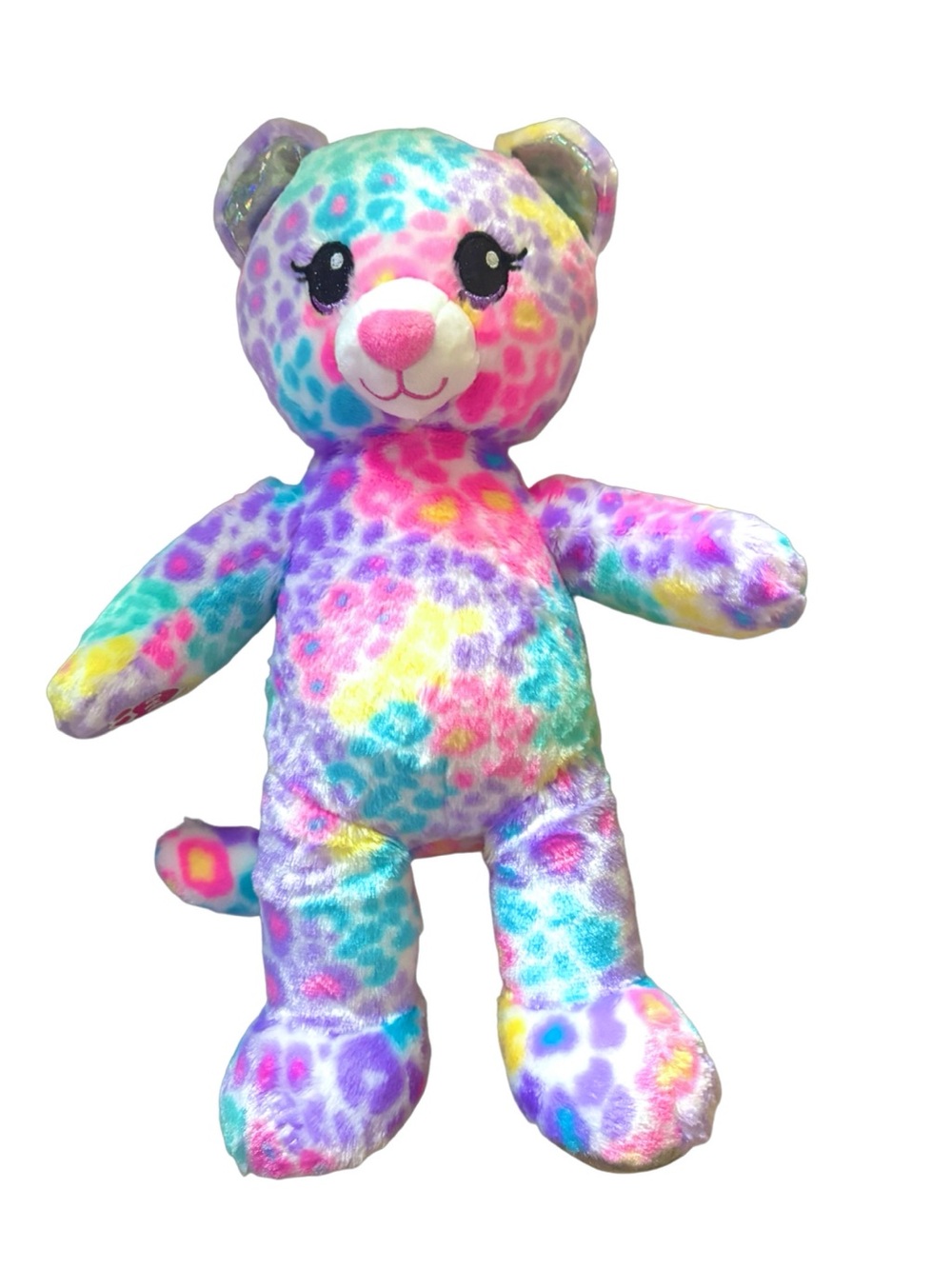 Build-A-Bear Rainbow Leopard Plush Sound Box Glitter Ears Paw BAB Toy